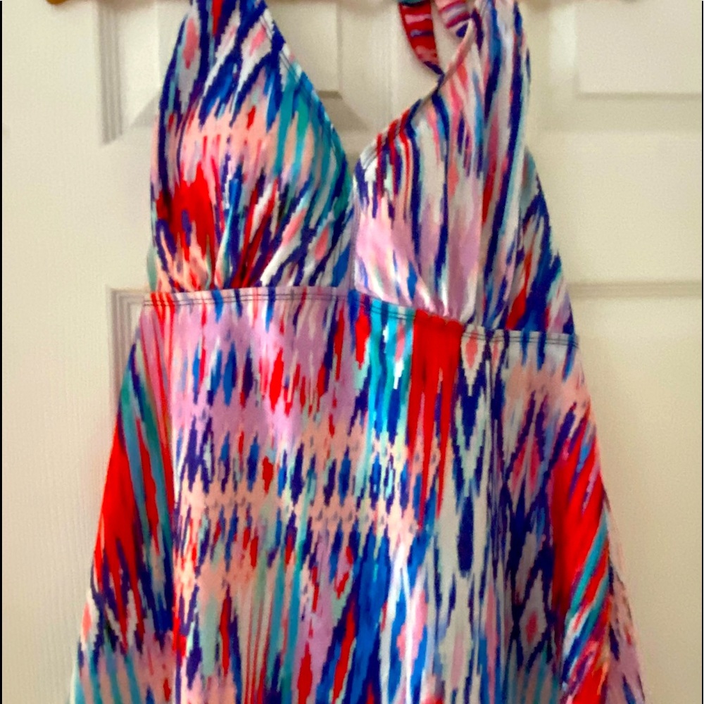Swimsuits for All Halter Style Tankini Top Multicolored Size 16